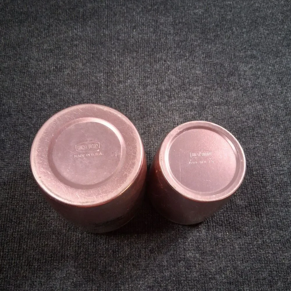Vintage West Bend Copper Rose Gold Tea Coffee Kitchen Canisters w Silver Lid